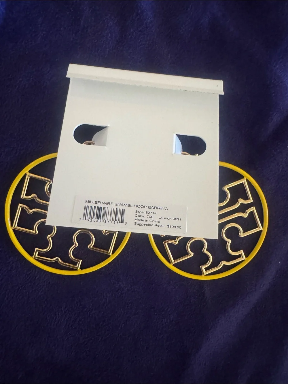 Tory Burch Miller Wire Enamel Hoop Earrings NWT